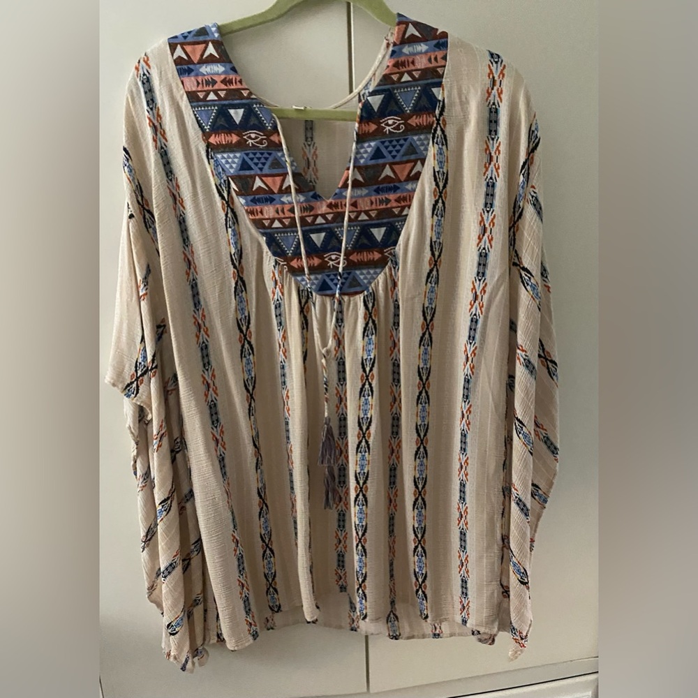 Umgee Multicolor Geometric Tunic Top BOHO FLOWY